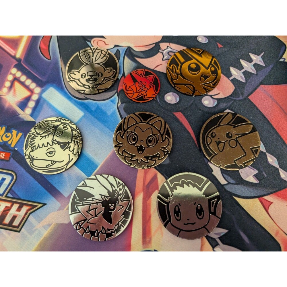 Lot of 8x Official Pokemon TCG Coins Jumbo & Small Size (No Duplicates)